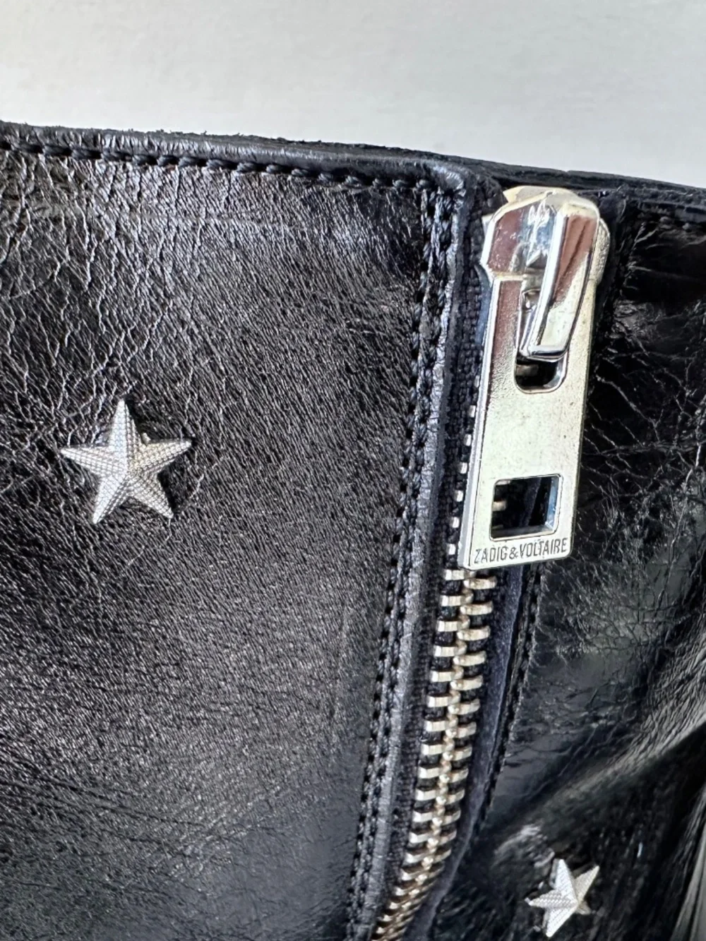 Zadig & Voltaire | Women's Star Studded Vintage Look Patent Leather Ankle Boots - Picture 6 of 8